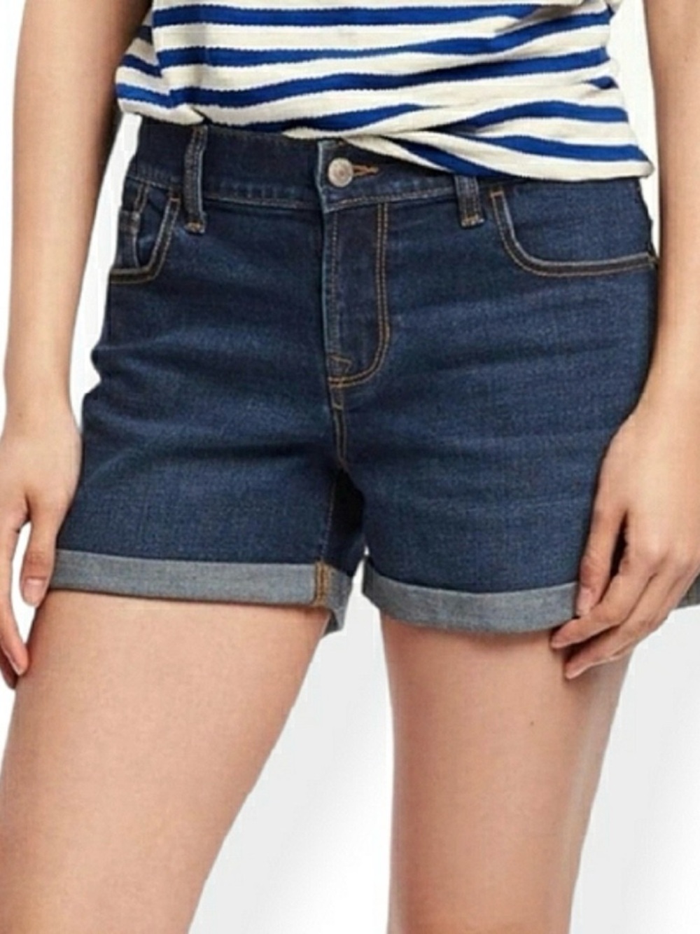 Old Navy Dark Blue Rolled Cuff Denim Shorts